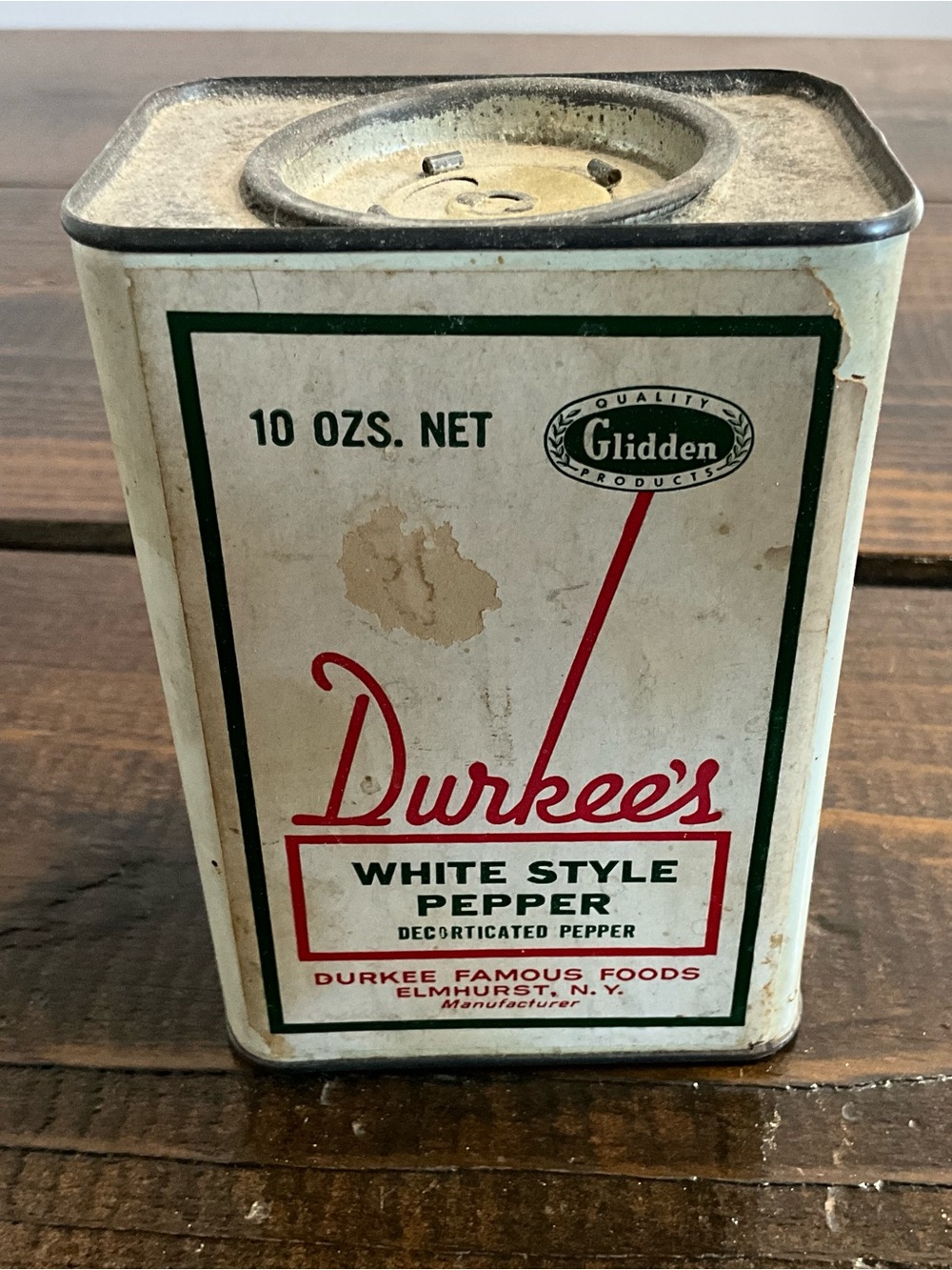 Vintage Durkee’s White Style Pepper Tin Only Collectible Decor